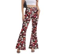 Havejoy Pantaloni Donna Zampa di Elefante Anni 70 Elasticizzato Vita Alta Hippie Chic Leggings a Campana Push Up Pantalone Largo Estivo a Fantasia Pantacollant Danza Disco Moda Streetwear Flared Pants