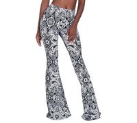 Havejoy Pantaloni Donna Zampa di Elefante Anni 70 Elasticizzato Vita Alta Hippie Chic Leggings a Campana Push Up Pantalone Largo Estivo a Fantasia Pantacollant Danza Disco Moda Streetwear Flared Pants
