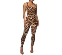 Havejoy Tuta Intera Donna Estiva Senza Maniche Stampa Leopardata Serpente Body Scollo Quadrato Schiena Nuda Jumpsuit Palestra Scrunch Butt Tute Aderenti Monopezzi e Tutine per Allenamento Yoga Fitness