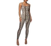 Havejoy Tuta Intera Donna Estiva Senza Maniche Stampa Leopardata Serpente Body Scollo Quadrato Schiena Nuda Jumpsuit Palestra Scrunch Butt Tute Aderenti Monopezzi e Tutine per Allenamento Yoga Fitness