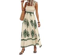 Havejoy Vestito Estivo Donna Lungo Spiaggia Boho Chic Abito a Trapezio Senza Maniche Vestiti Lunghi con Bretelle Abiti Etnici Curvy Tunica Copricostume Caftano Mare Vestitino da Vacanza Girono Casual
