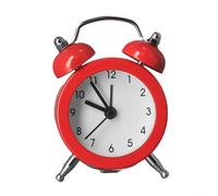 HavenDomicile 1 sveglia, piccola sveglia a batteria, rotonda, doppia campana, con funzionamento a basso rumore, scelta eccellente per chi dorme tranquillo (rosso)