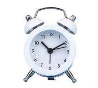 HavenDomicile 1 sveglia, piccola sveglia a batteria, rotonda, doppia campana, con funzionamento a basso rumore, scelta eccellente per chi dorme tranquillo (bianco)