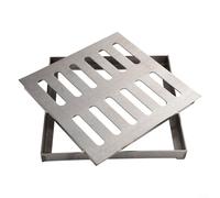 HavenDomicile Copertura per scarico a pavimento a doppia fila in acciaio inox, griglia di drenaggio per esterni, antiscivolo, canale per acqua piovana, per strade comunali, 300 x 300 mm (200 x 200 x