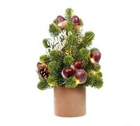 HavenDomicile Mini albero di Natale artificiale per interni, con pigne e bacche realistiche, pronto per l'uso su camino, tavolo o ufficio (marrone scuro)