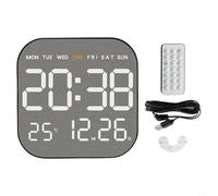 HavenDomicile Orologio da parete digitale a LED con monitor di temperatura, data, ora, sveglia, molteplici funzioni per uso domestico e ufficio (18,5 x 18,5 x 2,7 cm) (18,5 x 18,5 x 2,7 cm (guscio