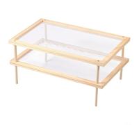 HavenDomicile Scaffale da cucina in legno impilabile per conservare le erbe, supporto per conservare gli alimenti con strato di rete ventilato per cucinare a casa (doppio strato)