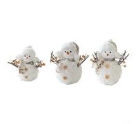 HavenDomicile Set di 3 bambole in peluche a maglia a forma di pupazzo di neve, per decorazioni natalizie da scrivania, ornamenti stagionali per le