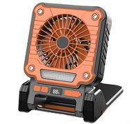 HavenDomicile Ventilatore solare per tenda con pannello luminoso COB, ricarica USB di tipo C, ventola di raffreddamento portatile per esterni con display LCD della batteria, per campeggio camper