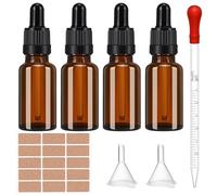 Haveneit 4 flaconi contagocce in vetro contagocce da 10 ml, bottiglia di vetro ambrato, bottiglie da farmacista con pipetta a goccia, per oli essenziali, oli profumati, coloranti liquidi per