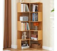 HavenGlide Libreria angolare con 6 ripiani, in legno, 158 cm, a forma di L, grande scaffale aperto, per studio, ufficio, soggiorno