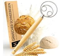 HAVENHAUS Frusta danese con 4 passanti, frusta per pane, impasto e lievito | cucchiaio per impasto | frusta per impasto danese in acciaio inox per una facile miscelazione, impastatrice per il pane con