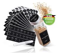 HAVENHAUS Set di etichette per spezie, colore nero, 336 etichette per spezie tedesche, autoadesive, oleose e impermeabili, con 56 pezzi, per scritte personalizzate, set di adesivi per spezie