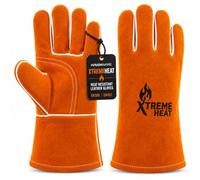 HAVENWARE XtremeHeat - Guanti in pelle resistenti al calore, resistenti guanti di sicurezza per bruciatori a legna, stufe multicombustibili, barbecue, braciere e forni per pizza, certificati EN388 e
