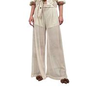 Haveone pantaloni palazzo in tessuto a rete panna M