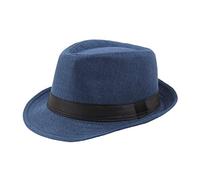 Haveratio Cappelli a Tesa Corta da Uomo Classico 1920 Gangster Cappello Stile Vintage con Bande Nere 8 Tinta Unita Taglia Blu