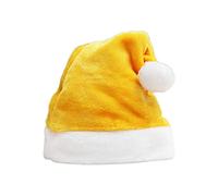 Haveratio Cappello da Babbo Natale in Velluto Morbido Cappello Comodo Cappello da Babbo Natale in Peluche Tradizionale Multicolore per Bambini Adulti Regali di Capodanno Giallo