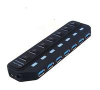 Haveratio Hub USB 3.0 a 7 Porte con Interruttore di accensione/spegnimento, Splitter USB espansore multiporta Trasmissione Rapida dei Dati per Computer PC