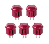 Haveratio Piccolo Microinterruttore Integrato 24mm Prezzo di Fabbrica Pulsante Arcade Pulsante Rotondo per Jamma Mame,Set di 5 Rosso