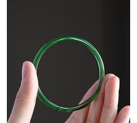 HAVERN Bracciale Rigido in Giada da Donna, Bracciale Rigido in Giada Rotonda Sottile in Agata Verde Naturale per Donna, Gioielli Artigianali per Ragazze con Confezione Regalo (54 mm Verde