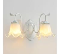 HAVERN Lampada da Parete a 2 luci con Motivi Floreali nordici, Lampada da Parete Moderna a Ramo con Paralume in Vetro a Forma di Fiore e Decorazioni a Sfera di Cristallo, apparecchio di i