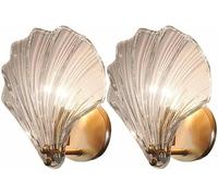 HAVERN Lampada da Parete Moderna in Vetro con Forma di Conchiglia, Lampada da Parete in Ferro per Camera da Letto, Illuminazione Dorata, Applique da Parete per Bagno, per Soggiorno, Corri
