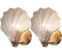 HAvern Lampada da Parete Moderna in Vetro con Forma di Conchiglia, Lampada da Parete in Ferro per Camera da Letto, Illuminazione Dorata, Applique da Parete per Bagno, per Soggiorno, Corri