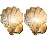 HAvern Lampada da Parete Moderna in Vetro con Forma di Conchiglia Lampada da Parete in Ferro per Camera da Letto Lampada da Parete Dorata Illuminazione da Parete per Bagno per Soggiorno C