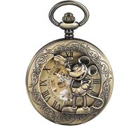 HAvern Orologio da taschino meccanico vintage affascinante topo in bronzo scava fuori orologio da taschino meccanico in lega catena spessa carica manuale quadrante con numeri romani orolo