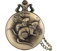 HAvern Orologio da taschino meccanico vintage bronzo antico serie zodiaco cinese design orologio da taschino al quarzo orologio animale collana ciondolo regalo orologio vecchio stile cate