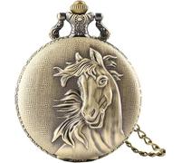 HAvern Orologio da taschino meccanico vintage catena di bronzo al quarzo numeri arabi antichi quadrante pendente tempismo regali per uomo donna (D) (Talla?nica D)
