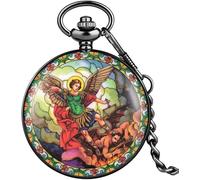 HAvern Orologio da taschino meccanico vintage Cattolicesimo Orologio da taschino al quarzo da uomo Numeri arabi Quadrante Pratico ciondolo in lega Catena spessa Regalo per uomo Donna (3)