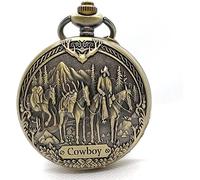 HAvern Orologio da taschino meccanico vintage Orologio da taschino al quarzo con cavallo da cowboy in bronzo vintage retrò Collana con ciondolo analogico da uomo Orologi da donna Confezio