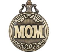 HAvern Orologio da taschino meccanico vintage Orologio da taschino al quarzo con lettera in bronzo retrò Collana con pendente Souvenir di famiglia Regali per mamma Mamma per il giorno del