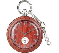 HAvern Orologio da taschino meccanico vintage Orologio da taschino al quarzo in legno pieno Display analogico Rotondo Orologio in legno nero/rosso/marrone Argento 80 cm Catena maglione +