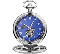 HAvern Orologio da taschino meccanico vintage Orologio da taschino con catena Orologio da taschino meccanico di lusso da uomo Cassa interamente in acciaio Orologio da taschino analogico a