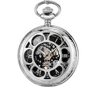 HAvern Orologio da taschino meccanico vintage Orologio da taschino con catena Orologio da taschino meccanico luminoso in acciaio pieno nero Orologio da taschino analogico vuoto vintage me
