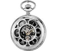 HAvern Orologio da taschino meccanico vintage Orologio da taschino con catena Orologio da taschino meccanico luminoso in acciaio pieno nero Orologio da taschino analogico vuoto vintage me