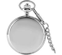HAvern Orologio da taschino meccanico vintage Orologio da taschino con pendente in argento liscio di lusso Orologio da taschino moderno con numero arabo Orologio analogico da uomo e da do