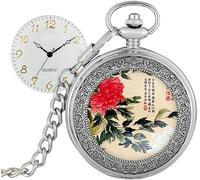 HAvern Orologio da taschino meccanico vintage Orologio da taschino da donna Orologio da taschino vintage Orologio da taschino al quarzo Scala numeri arabi Orologio da uomo da donna con ca
