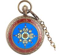 HAvern Orologio da taschino meccanico vintage Orologio da taschino meccanico vintage Orologio da taschino meccanico doppio cacciatore Carica manuale automatico Orologio con pendente in ra