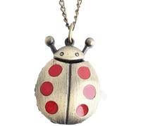 HAvern Orologio da taschino meccanico vintage per ragazzi e ragazze, orologio da taschino a catena con pendente analogico a coccinella a sette stelle creativo (Colore : Argento) (D)
