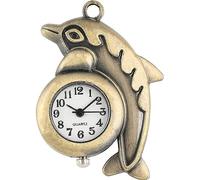 HAvern Orologio da taschino meccanico vintage Piccola collana di design del delfino di moda carino Orologio da taschino analogico al quarzo in bronzo retrò Orologio da taschino con catena