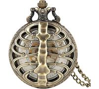 HAvern Orologio da taschino meccanico vintage Scheletro in bronzo Collana al quarzo cavo Orologio da taschino Oro squisito Numeri arabi Quadrante Ciondolo Orologio da taschino antico Rega