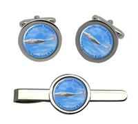 Havilland Vampire Jet Fighter Gemelli E Fermacravatta Set