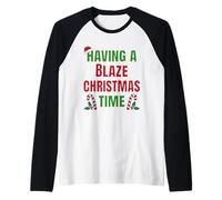 Having A Blaze Christmas Time Family Reunion Nome Maglia con Maniche Raglan