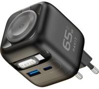 havit Caricatore USB-C da 35 W, con cavo retrattile, 4 porte, GaN, con cavo di ricarica per Apple Watch serie Ultra/10/9/SE, iPhone 16/15, iPad, tablet, Galaxy S-A (65 Watt)