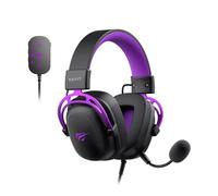 Havit Cuffie da gioco H2002C+U - Audio surround virtuale 7.1, driver da 53 mm, microfono staccabile con cancellazione del rumore, connettività USB e 3,5 mm, comodo design over-ear - Nero e viola