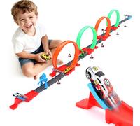 Havnidy Autocarro per bambini, giocattolo da corsa con 4 loop a 360° e 3 auto ritirate veloci, giocattolo da pista regalo per ragazzi dai 3 4 5 6 anni in su