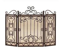 HAVVMK Parascintille Pieghevole a 3 Pannelli per Camino, Extra Largo 122 cm, parascintille/Recinzione con Volute per Forno a Fiamma/Fuoco a carbonella, Nero